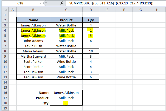 SUMPRODUCT function in Excel 2010 SUMPRODUCT function in Excel 2010.